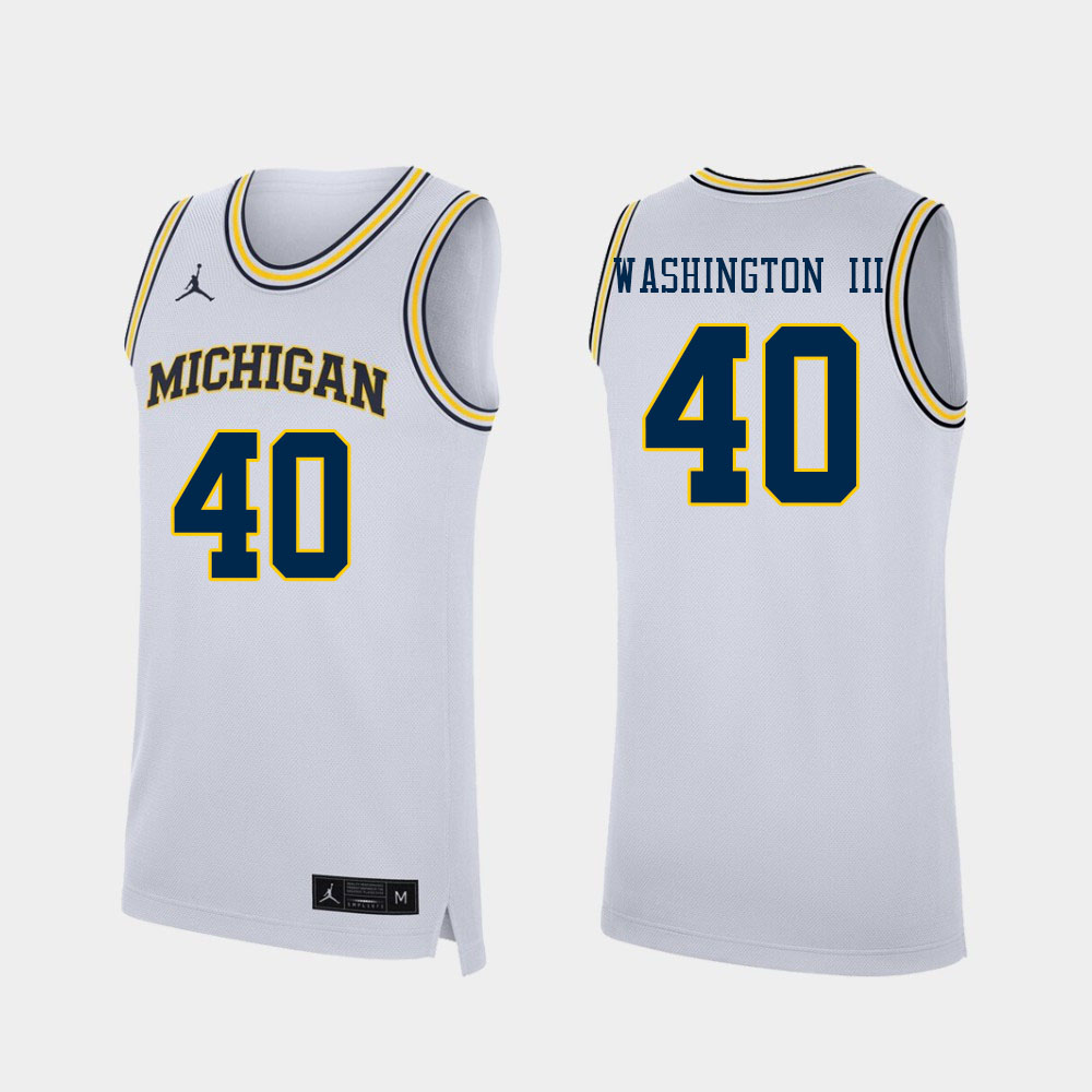 Men #40 George Washington III Michigan Wolverines College Basketball Jerseys Stitched Sale-White